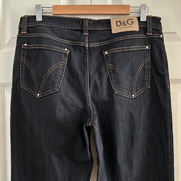 Dolce & Gabbana Vintage Y2K Straight Leg Jean in Black w/ Rhinestone IT 50 US 14 - Picture 5 of 16